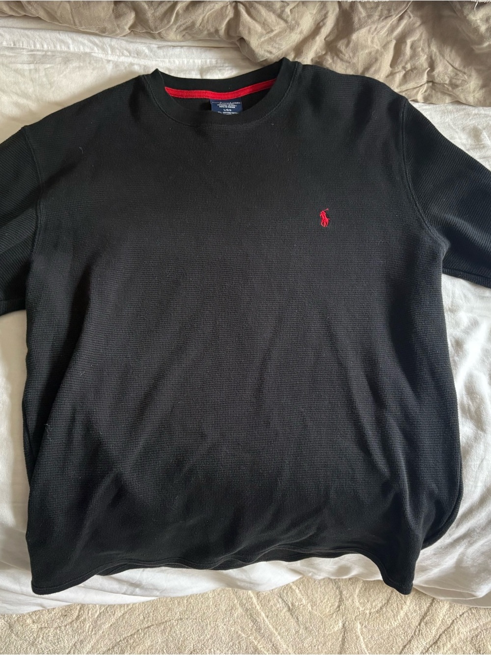 Polo by Ralph Lauren Black Crewneck Sweater with Red Pony
